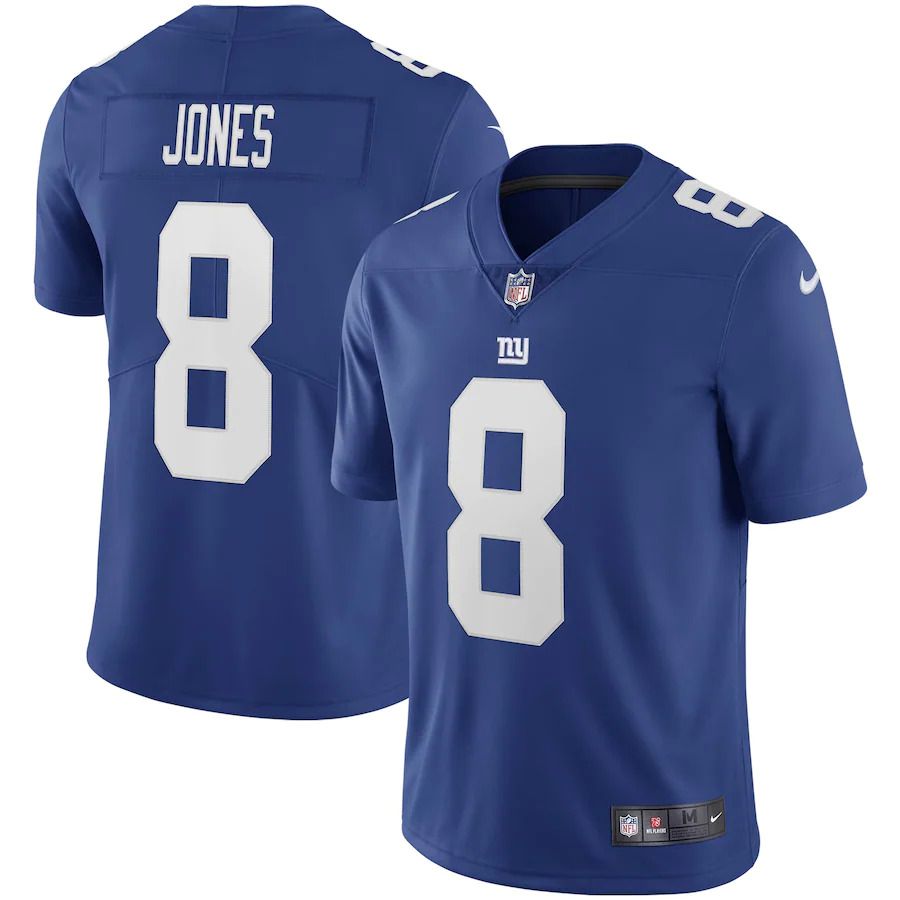 Men New York Giants 8 Daniel Jones Nike Royal Vapor Limited NFL Jersey